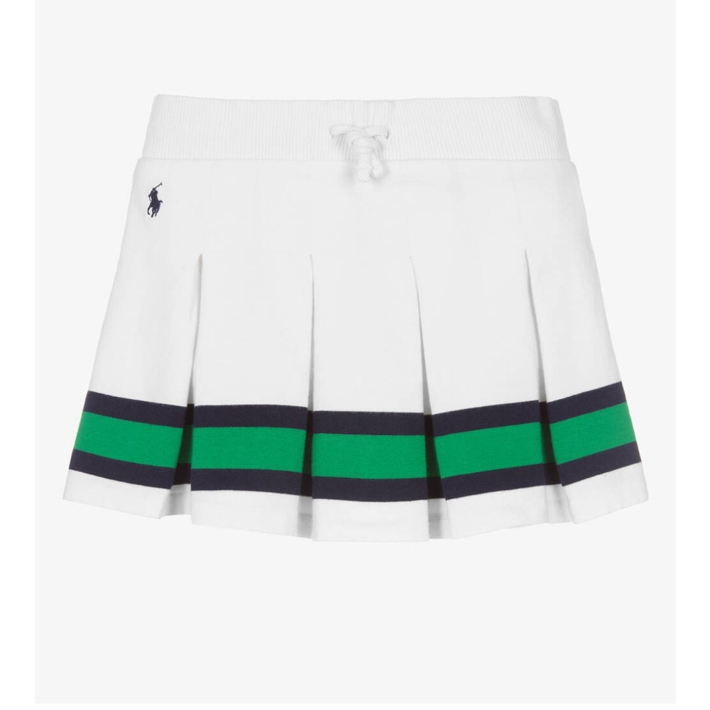 Ralph Lauren White Skort with Green and Navy Stripes